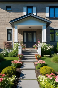 Eingangsbereich Ideen Vorgarten bunte Blumen